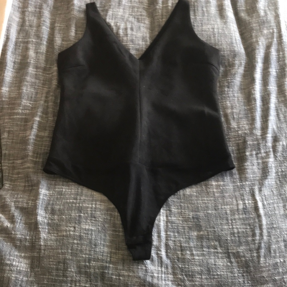 BCBG black V neck bodysuit (L)